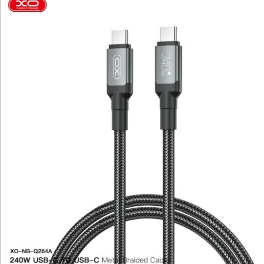 XO - NB-Q264A 240W USB-C To USB-C 1M Metal Braided Cable