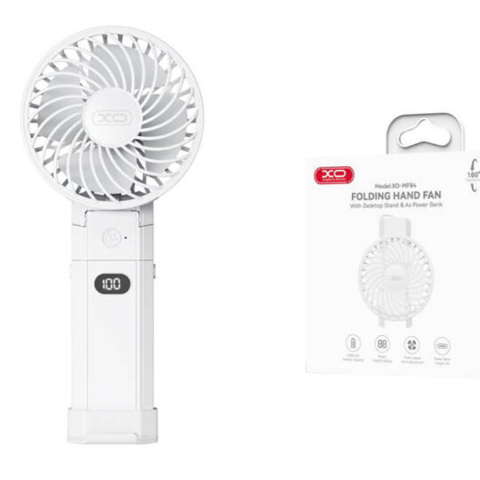 XO - MF84 Folding Hand Fan With Desktop Stand & Power Bank