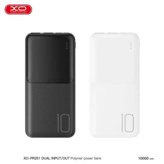 XO – PR251 10000mAh Dual Input/Out Polymer Power Bank - Black
