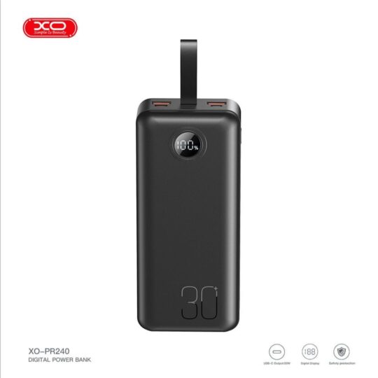 XO – PR240 30000mAh Digital Power Bank  22.5W