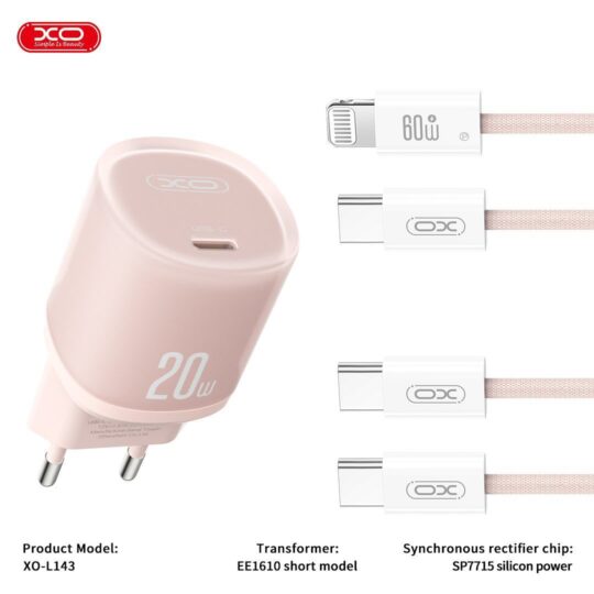 XO - L143 USB-C Charger With Cable Type-C To (Lighting/Type-C)20W