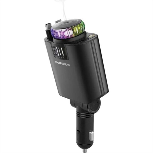 Porodo - Aromaglow 120W Fast Car Charger with Aromatherapy Diffuser - Black