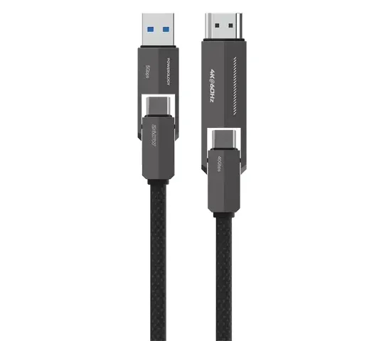 Powerology - Vion 4-In-1 Charging & Data Transfer Cable - Black