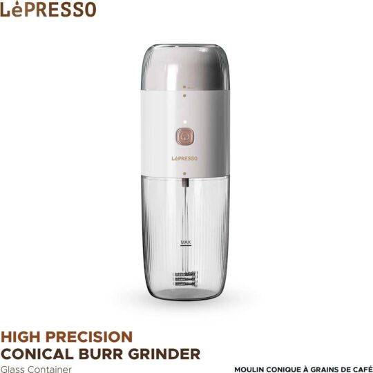 lepresso - Coffee Grinder Milk Frothing Portable Cordless Design